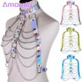 Chest Chain Sparkling Holographic Body Chain for Festivals Parties Trendy Women's Waist Chest Harness Jewelry Fashion Waist Chain.