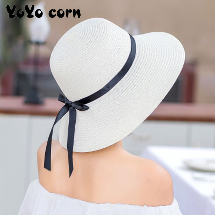 YOYOCORN%20%20Straw%20hat%20female%20summer%20small%20fresh%20hat%20sun%20hat%20floating%20belt%20sunscreen%20folding%20large%20coastal%20sun%20hat%20beach%20cap%20-%20Image%202
