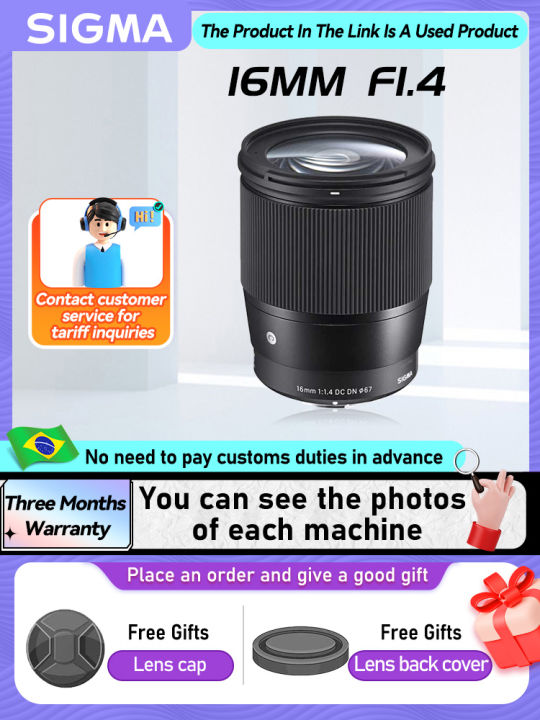 Sigma 16mm F1.4 DC DN APS-C Mirrorless Camera Wide Angle Prime Lens for Canon M6 II Sony ZVE10 A6400 Fujifilm XT5 16 1.4（Used）