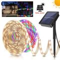 LED Strip Light Solar Powered Tape 3/4/5M Outdoor RGB Flexible Lighting Ribbon Tape Waterproof LED Strip Backlight Garden Decor--White color--2 M. 