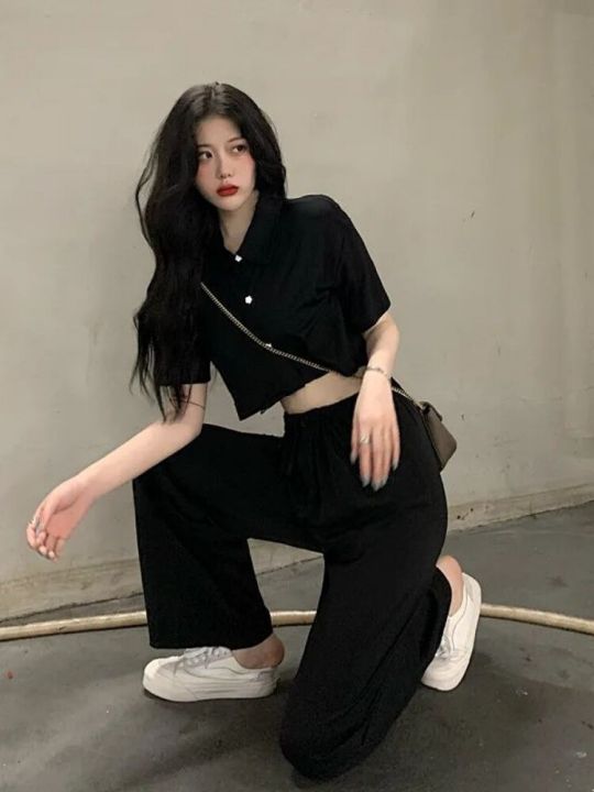 Summer%20Two%20Pieces%20Set%20Women%20Summer%20Korean%20Short%20Sleeve%20Shirt%20Female%20Black%20Casual%20Sets%20Suit%20Black%20Blouse%20Wide%20Leg%20Pants%20Suit%202XL%20-%20Image%206
