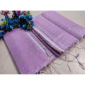 Lavender Half Silk Chumki Saree for Women - No Blouse Piece - A Diverse Collection of Saree for Every Occasion. 