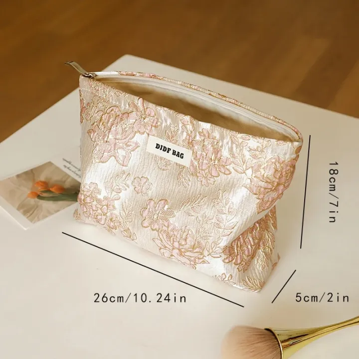 DJDF%20Pink%20Gold%20Print%20Zipper%20Women's%20Makeup%20Bag%20Double%20Canvas%20Portable%20Large%20Capacity%20Cosmetics%20Storage%20Bag%20Travel%20Toiletry%20Bag%20-%20Image%206
