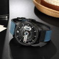 Curren 8301 - Blue Leather Analog Watch for Men.