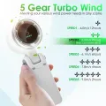 Popular Mini High-Speed Handheld Turbo Fan Smart Digital Display Wearable Personal Desk Neck Fan with Five Wind Speeds.