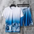 White Printed Summer Combo T-Shirt & Pant for Men. 