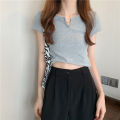 Cotton Short Women's Summer Design Sense Pink Slim-Fit Navel Hot Girl Women's Clothing T T-shirt Short Sleeve 2024 Summer New.
