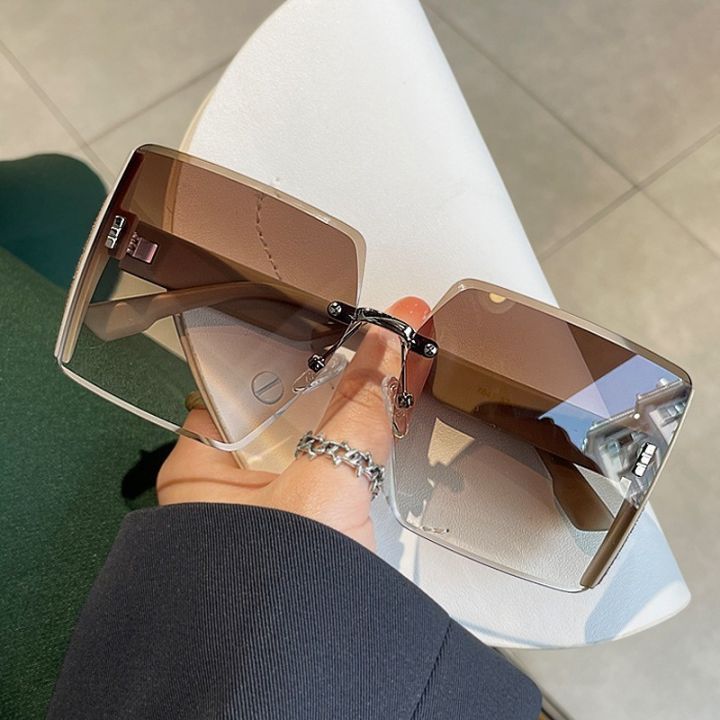 Enacolor%20Big%20Square%20Rimless%20Cut%20Edge%20Sunglasses%20Sun%20Glasses%20Women%20Ins%20Accessories%20-%20Image%204