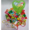 Wooden Lacing Beads Animals Blocks Heart-Shape Box Threading Educational Toy. 