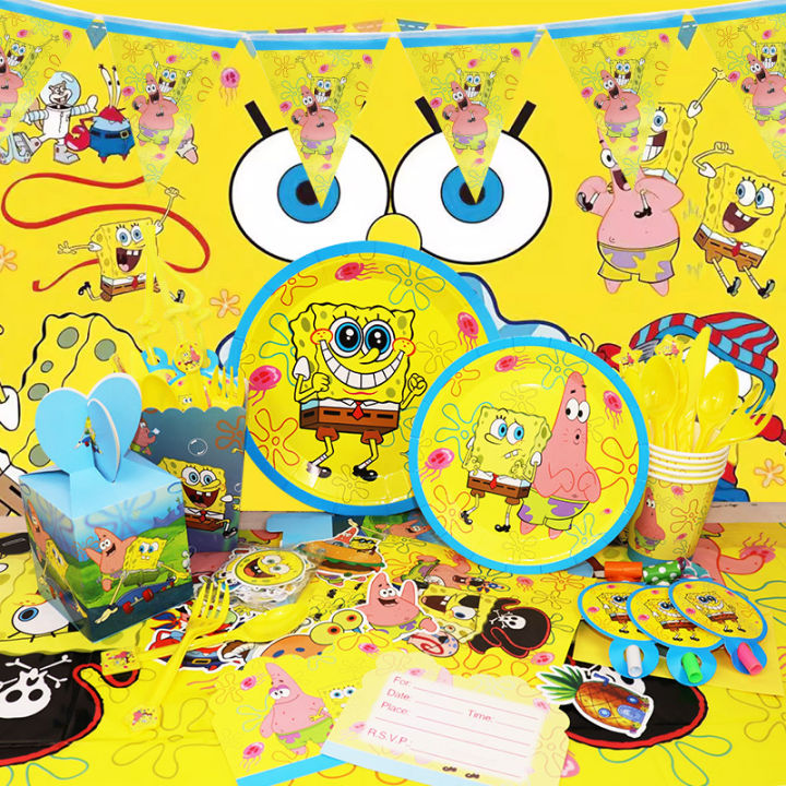 SpongeBob%20Birthday%20Party%20Decoration%20Aluminum%20Foil%20Balloon%20For%20Kid%20Event%20Supplies%20Disposable%20Tableware%20Banner%20Backdrop%20Gift%20-%20Image%202