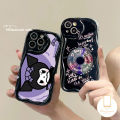MissConnie Creative Sanrio Cute Kuromi 3D Wavy Curved Edge Case For Realme C25 C53 C35 C51 C12 5 8i 11 5i 7 5s 6i C11 C15 C17 C25Y C55 C21 C30 C21Y C25s C33 C3 C17 C31 C20 Graffiti English Letter Fashion Black Cover. 