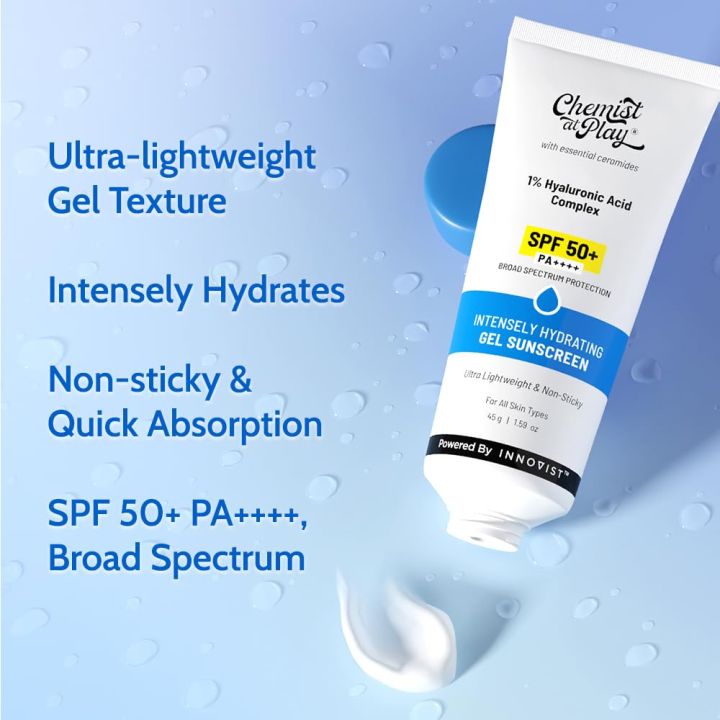 Chemist%20at%20Play%20Intensely%20Hydrating%20Gel%20Sunscreen%20SPF%2050+%20PA++++%20With%20Hyaluronic%20Acid%20&%20Ceramides%20for%20Normal,%20Dry,%20Oily,%20Combination%20skin%20types%2045gm%20-%20Image%203