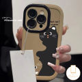 MissConnie Cartoon Funny Anime Girl Cute Black Cat Phone Case Compatible for IPhone 11 15 14 13 12 Pro Max XR X XS MAX Simple Korean Luxury Liquid Silicon Shockproof Cover. 