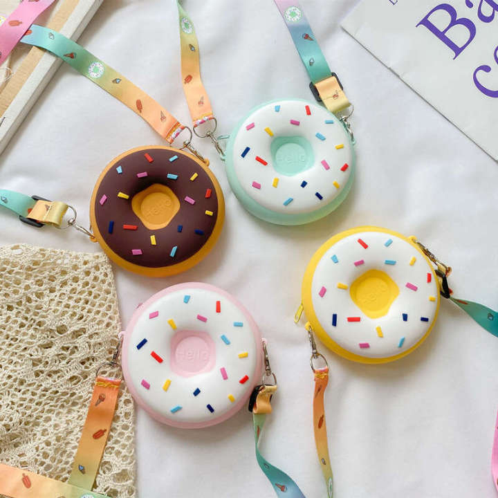 Internet famous donut small cute cartoon children's zero wallet, silicone shoulder bag, Instagram trend
