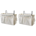 Bedside hanging bag storage bag bedroom magazine storage bag White.