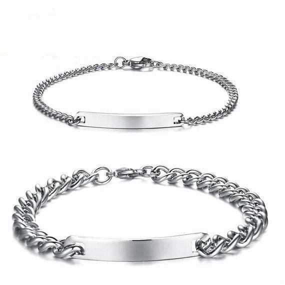Blank ID name bar bracelet jewelry custom high polished blank men bracelet stainless steel