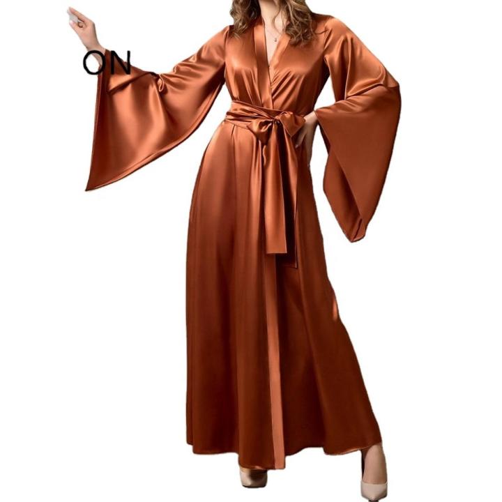 Woman's Long Silk Satin Kimono Robes Nightgowns