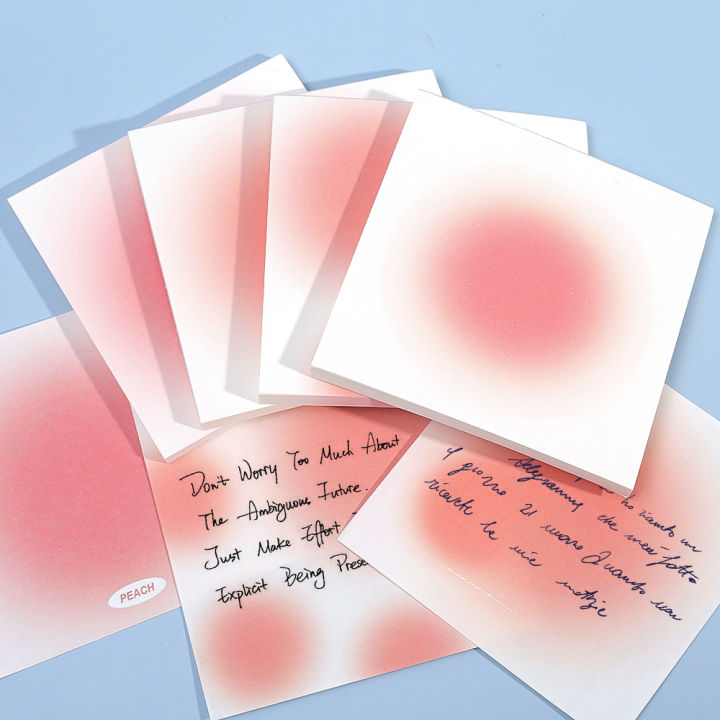 【Value Bundle】 50 Sheets/Book Artistic Fancy Gradient Color Memo Pads Cute Kawaii Pink Sticky Notes Post Hand Account Notepads Aesthetic Stationery Gift