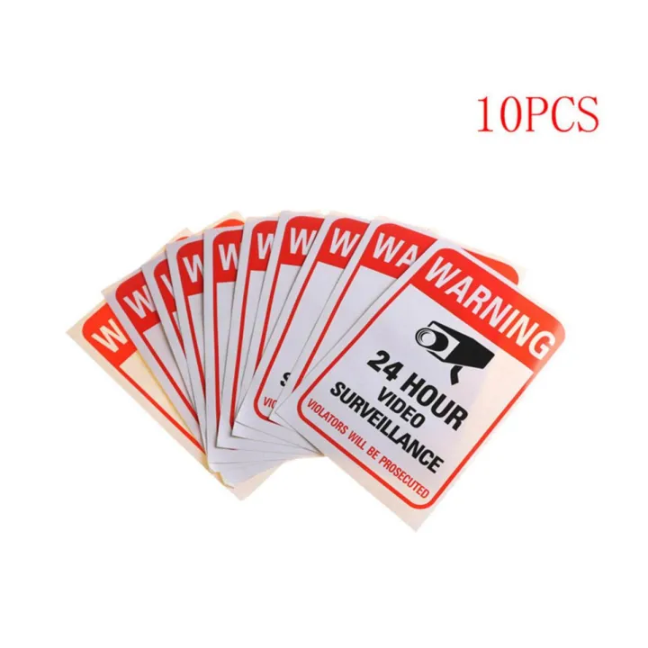 10Pcs Home CCTV Surveillance Security Camera Video Sticker Warning ...