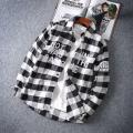 Summer SpringinsHong Kong Style Loose Couple Student Plaid Shirt Men's Korean Style Stylish Red Shirt Coat.