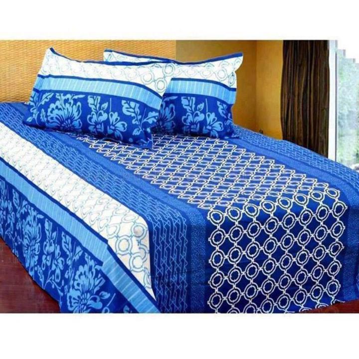 Cotton Print 7.5/8.5 Feet Double King Size Bedsheet Set With Two Pillow Covers By Bonolota Express