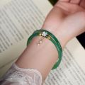 2PCS Natural Green Jade Bangle Bracelet Charm Jewellery Fashion Thin Bracelet Accessories Hand-Carved Lucky Amulet Gifts.
