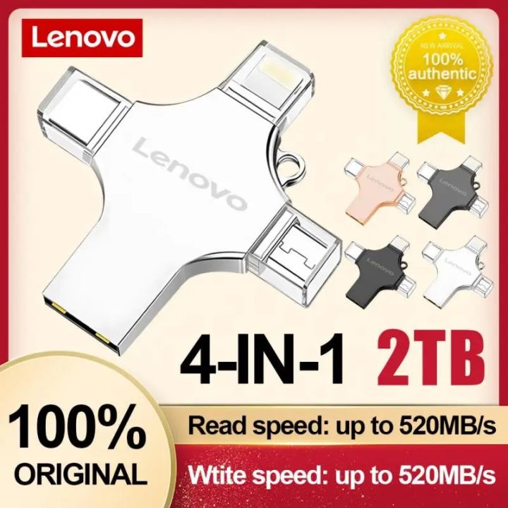 Lenovo OTG Pen Drive 2TB Pendrive Type C USB Flash Drives 4 In 1 Mobile Phone Memory Stick Usb Key 3.0 High Speed Usb Key Type C