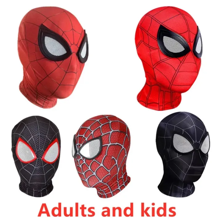 Superhero%20Mask%20Miles%20Spiderman%20Mask%20Peter%20Parker%20Halloween%20Cosplay%20Costume%20Mask%20Spandex%20Fabric%20Material%20Adults%20and%20Children%20-%20Image%204