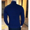 Autumn and Winter New Men's High Neck Sweater Solid Color Pullover Knitted Tight Warm Top Casual Versatile Inner Matching Item. 
