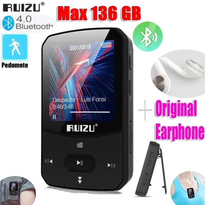 RUIZU X52 x55 Sport Bluetooth MP3 Player 8gb Clip Mini with Screen Support Pedometer music player плеер mp3 music player