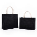 Reusable Jute Tote Bag Spacious Large Capacity Unisex Eco-friendly Handbag White And Black Portable Shoulder Bag for Grocery.