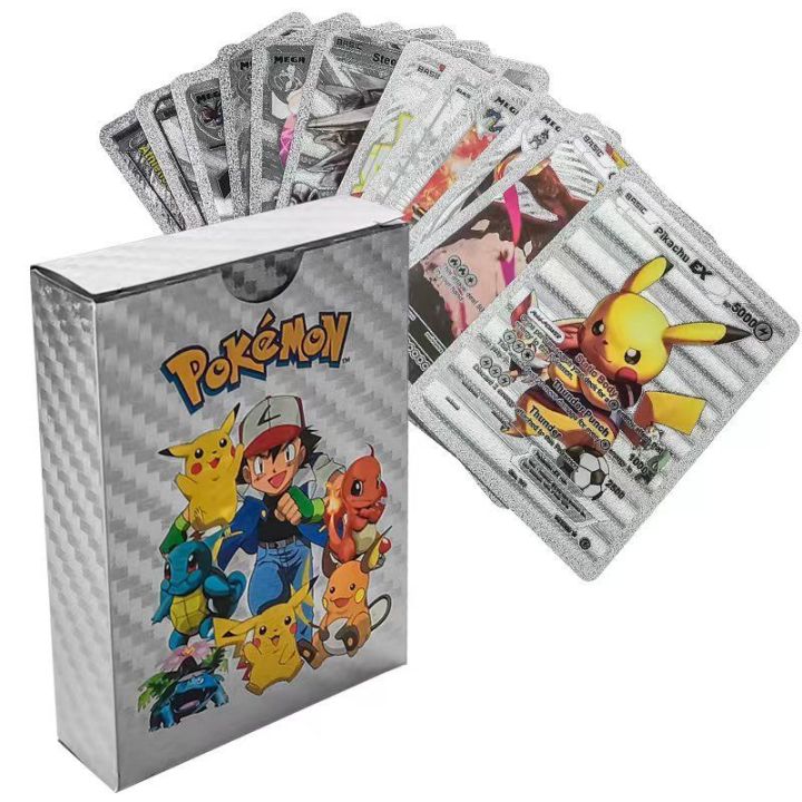 55 Pcs Pokemon Silver Cards Silver Foil Set English Version