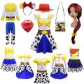 2024 Toy Story Girls Jessie Dress Up Halloween Children Woody Cosplay Costume Party Kids Masquerade Clothes Cowboy Hat Red Scarf. 