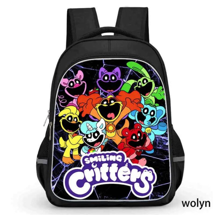 Smiling Critters Backpack for Child Cartoon School Bag For Boy Girls Double Main Zipper Pocket Large Capacity School Backpack