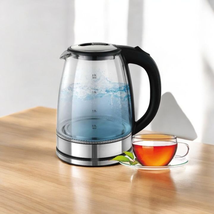 1.8L Electric Glass Kettle – Smart Tea Maker with Modern Design, 1850-2200W, 220V, 50Hz, Fast Boiling, Multiple Color Options, Durable Glass Body for Tea, Coffee, and Hot Water (1 Pc)