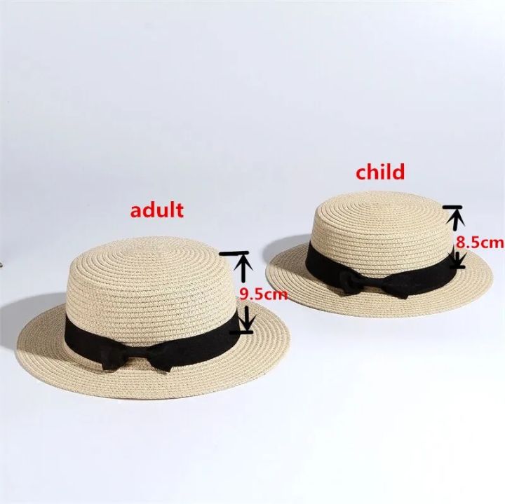 2022%20simple%20Summer%20Parent-child%20Beach%20Hat%20Female%20Casual%20Panama%20Hat%20Lady%20Brand%20Women%20Flat%20brim%20Bowknot%20Straw%20cap%20girls%20Sun%20Hat%20-%20Image%203