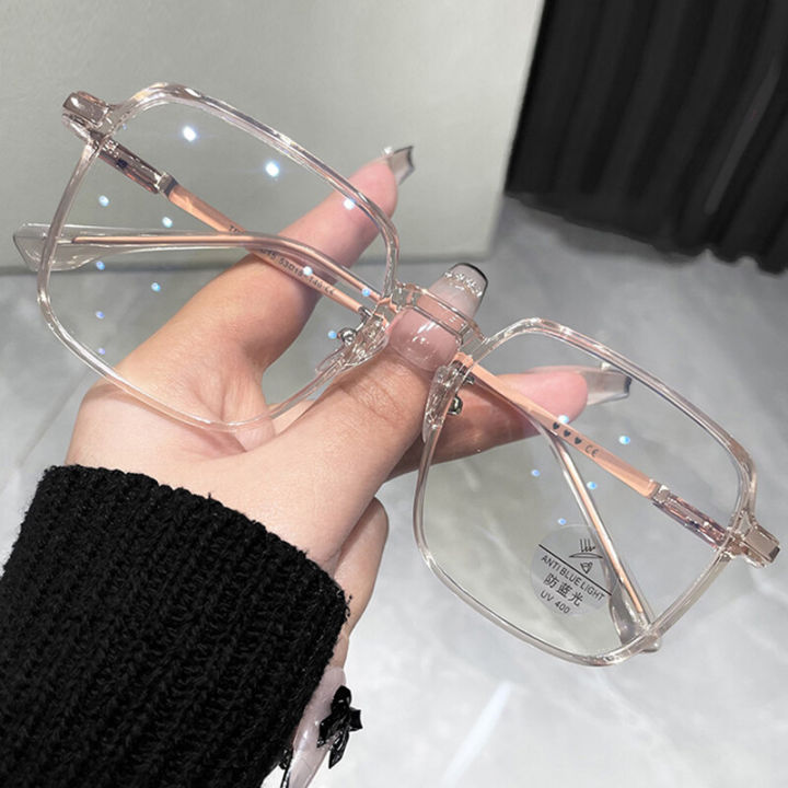 Women Men Ultralight Clear Round Glasses New Large Square Frame Fashion  Transparent Girls Reading Eyeglasses