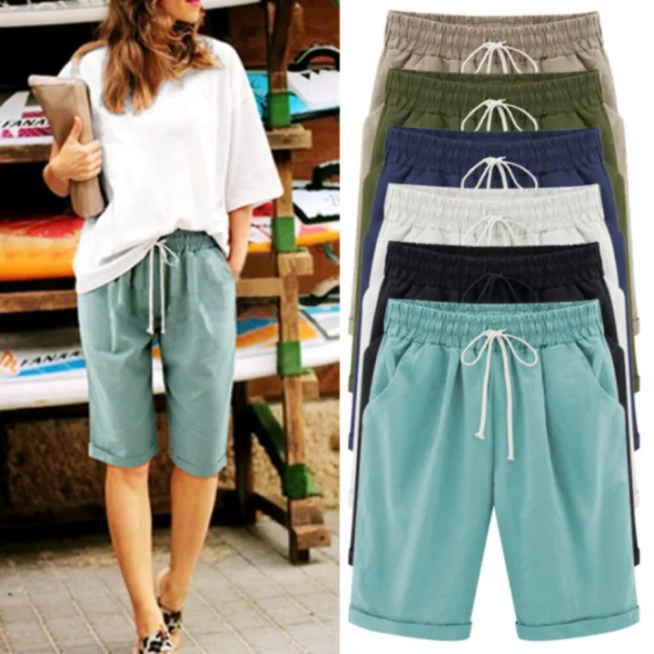 recreational%20Bermuda%20shorts%20Versatile%20Polyester%20fiber%20Casual%20Summer%20women's%20shorts%20loose%20Knee%20length%20shorts%20for%20Summer%20Beach%20Travel%20Outdoor%20Active%20lifestyle%20-%20Image%204