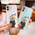 FINDWORLD for iPhone 11 Pro Max Cute Cartoon Hat Girl Square Edge Pattern Design Luxury Plating Soft Phone Case.