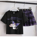 Sanrio Kuromi girl T-shirt short skirt suit 2022jk college style uniform girl suit short sleeve. 