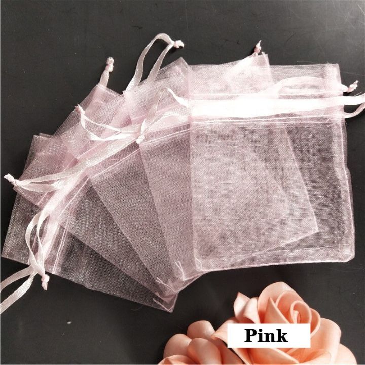100Pcs Tulle Bag Drawstrings Pouches 7x9/9x12/10x15cm Jewelry Gift Display Packing Bags Wedding Gift Bag Sachet Organza Bag 5z
