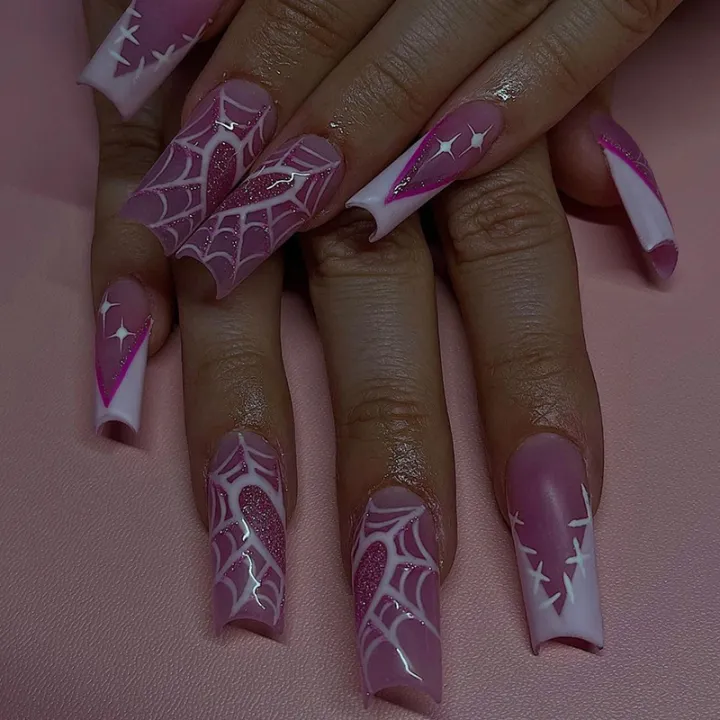24pcs%20Press%20on%20Nails%20Punk%20Black%20White%20Patchwork%20Fire%20Pattern%20Long%20Coffin%20False%20Nails%20Ballerina%20Nail%20Art%20Manicure%20Full%20Tips%20-%20Image%204