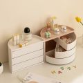 Creative Semicircle Rotating Cosmetic Storage Box Bathroom Countertop Makeup Organizer Multi-Layer Skin Care Jewelry Storage Box. 