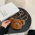 Cute Plush Bear Shoulder Bag For Women Cartoon Kawaii Cross-body Bag Women Girls Fashion Purses.