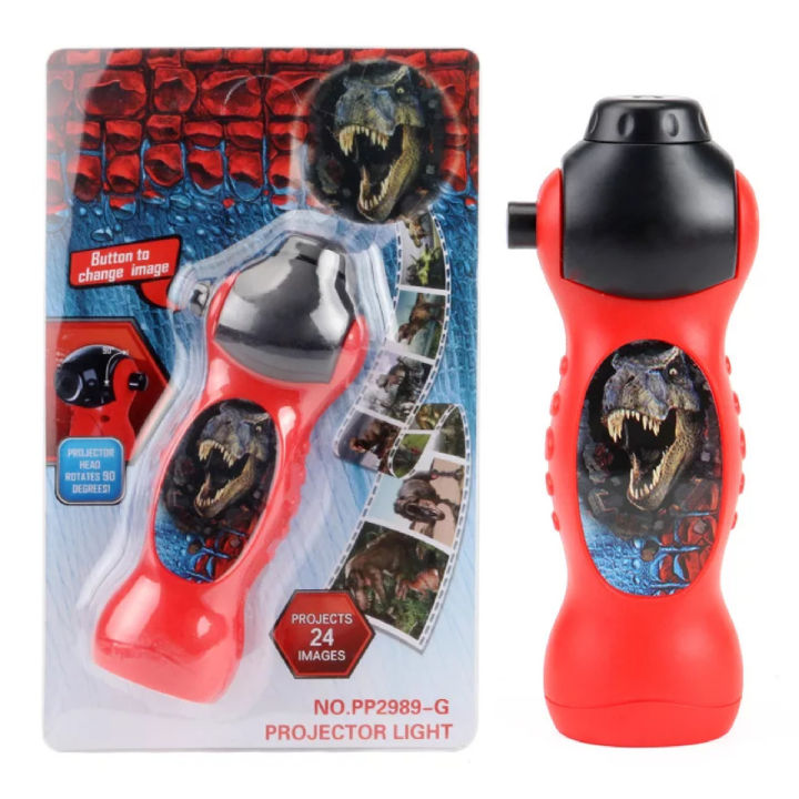 Kids cartoon projection flashlight 24 pattern early education slides hand holding projector electronic luminous dinosaur toys