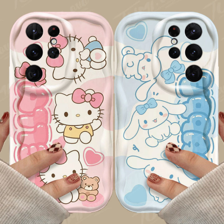 Cute Sanrio Hello Kitty Silicone Phone Case For Samsung Galaxy S24 Ultra S23 S22 Plus S21 S20 FE A15 A25 A55 A35 A14 A24 A34 A54