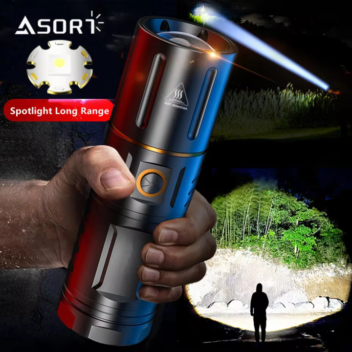 High Power Rechargeable LED Torch – Power Bank Function – 500M Zoomable ...