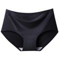 Ice Silk Seamless Women Underwear Middle Waist Panties Women Clothing - Black Color. 