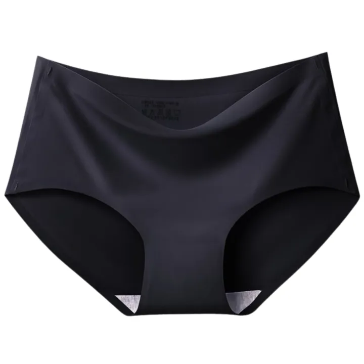 Ice%20Silk%20Seamless%20Women%20Underwear%20Middle%20Waist%20Panties%20Women%20Clothing%20-%20Black%20Color%20-%20Image%202
