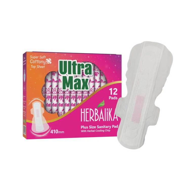 Herbalika Plus Size Sanitary Pad Ultra Max - 12 Pads (410mm)